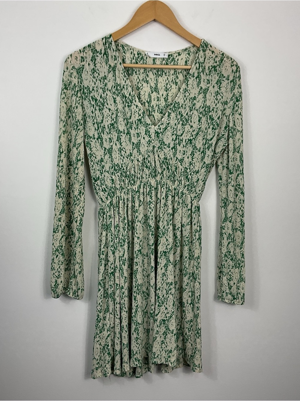 MNG Mango Textured Floral Long Sleeve Dress Womens Size 4